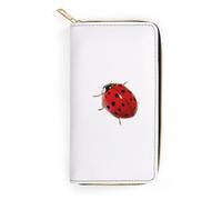 JiuPopular Leather Wallet, Ladybird Cute Sheep, Small Size and Large Capacity, Easy to Carry