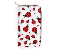 JiuPopular Leather Wallet, Ladybugs Pattern Infinite Speckled, Small Size and Large Capacity, Easy to Carry