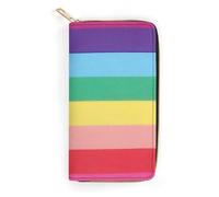 JiuPopular Leather Wallet, Rainbow Colored Horizontal Striped Lines, Small Size and Large Capacity, Easy to Carry
