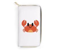 JiuPopular Leather Wallet, Red Crab Small Bee, Small Size and Large Capacity, Easy to Carry