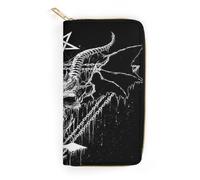 JiuPopular Leather Wallet, Satanic, Small Size and Large Capacity, Easy to Carry