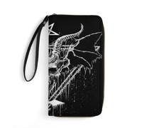 JiuPopular Leather Wallet, Satanic, with Rope, Small Size and Large Capacity, Easy to Carry
