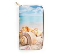 JiuPopular Leather Wallet, Sea Starfish, Small Size and Large Capacity, Easy to Carry