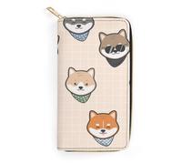 JiuPopular Leather Wallet, Shiba Inu Dog Pattern, Small Size and Large Capacity, Easy to Carry