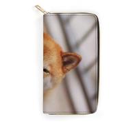 JiuPopular Leather Wallet, Smile Shiba Inu, Small Size and Large Capacity, Easy to Carry