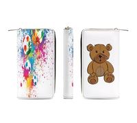 JiuPopular Leather Wallet, Soccer Ball Sport Teddy Bear, Small Size and Large Capacity, Easy to Carry
