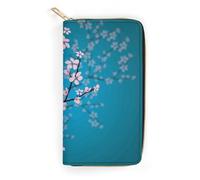 JiuPopular Leather Wallet, Spring Japanese Cherry Blossoms, Small Size and Large Capacity, Easy to Carry