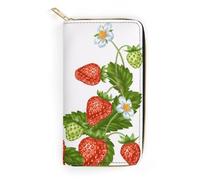 JiuPopular Leather Wallet, Strawberry, Small Size and Large Capacity, Easy to Carry