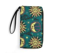 JiuPopular Leather Wallet, Sun and Moon, with Rope, Small Size and Large Capacity, Easy to Carry