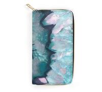 JiuPopular Leather Wallet, Teal Agate, Small Size and Large Capacity, Easy to Carry