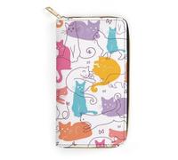 JiuPopular Leather Wallet, Thread Cat Cat, Small Size and Large Capacity, Easy to Carry