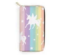JiuPopular Leather Wallet, Unicorn Pattern Rainbow, Small Size and Large Capacity, Easy to Carry