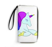 JiuPopular Leather Wallet, Unicorn Rainbow Cute, with Rope, Small Size and Large Capacity, Easy to Carry