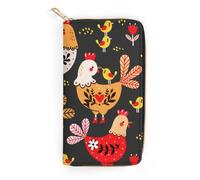 JiuPopular Leather Wallet, Weird Colorful Chicken, Small Size and Large Capacity, Easy to Carry