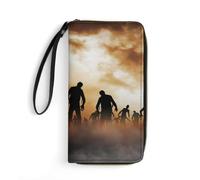 JiuPopular Leather Wallet, Zombies Dead Men Walking Body at Night, with Rope, Small Size and Large Capacity, Easy to Carry