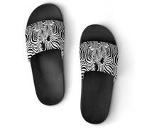 JiuPopular Non-Slip Slippers, Abstract Animal Zebra Sliders for Men And Women, Shower Slides
