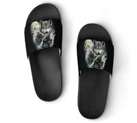 JiuPopular Non-Slip Slippers, Three Wolf And Moon Sliders for Men And Women, Shower Slides