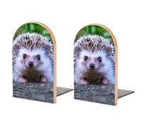 JiuPopular One Pair Book Ends for Shelves, Cute Little Hedgehog Bookends for Office And School
