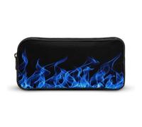 JiuPopular Pencil Case, Blue Burning FlameStationery Bag, Business Travel Bag Or Small Tool Box, Girls Makeup Bag