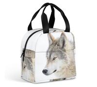JiuPopular Portable Aluminum Foil Insulated Lunch Bag,Brown Wolf,Cross-Body and Hand-held, Easy to Use