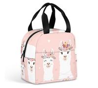 JiuPopular Portable Aluminum Foil Insulated Lunch Bag,Cute Llama,Cross-Body and Hand-held, Easy to Use