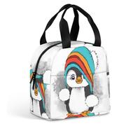 JiuPopular Portable Aluminum Foil Insulated Lunch Bag,Cute Penguin,Cross-Body and Hand-held, Easy to Use