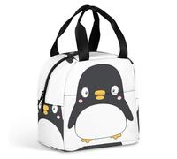 JiuPopular Portable Aluminum Foil Insulated Lunch Bag,Cute Penguin,Cross-Body and Hand-held, Easy to Use