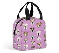 JiuPopular Portable Aluminum Foil Insulated Lunch Bag,Funny English Bulldog,Cross-Body and Hand-held, Easy to Use