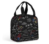 JiuPopular Portable Aluminum Foil Insulated Lunch Bag,Math Linear Mathematics Education,Cross-Body and Hand-held, Easy to Use