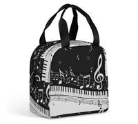 JiuPopular Portable Aluminum Foil Insulated Lunch Bag,Piano Key Notes,Cross-Body and Hand-held, Easy to Use