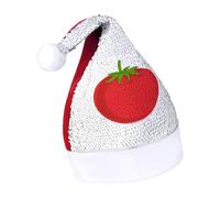 JiuPopular Sequined Christmas Hat for Adults,Tomato Cartoon Hat for Various Holiday Parties