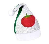 JiuPopular Sequined Christmas Hat for Adults,Tomato Cartoon Hat for Various Holiday Parties
