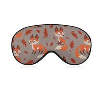 JiuPopular Smooth Fabric Eye Mask, Cartoon Fox Sleep Mask, Sleeping Eye Mask with Adjustable Headband for Men, Women