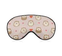 JiuPopular Smooth Fabric Eye Mask, Cute Cartoon Hedgehog Sleep Mask, Sleeping Eye Mask with Adjustable Headband for Men, Women