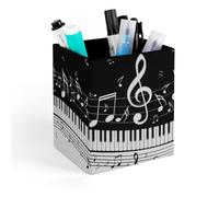 JiuPopular Square Pencil Holder, Piano Key Notes Pencil Holders, 11x9x7.8cm