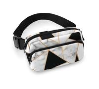 JiuPopular Waist Bag, Black Marble Texture Bumbag, Adjustable Fanny Pack for Running Walking Hiking