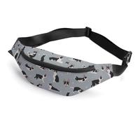 JiuPopular Waist Bag, Boston Terrier Dog Bumbag, Adjustable Fanny Pack for Running Walking Hiking