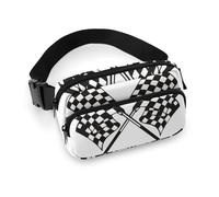 JiuPopular Waist Bag, Checkered Flags Race Flag Bumbag, Adjustable Fanny Pack for Running Walking Hiking