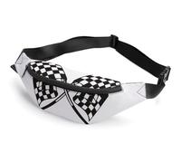 JiuPopular Waist Bag, Checkered Flags Race Flag Bumbag, Adjustable Fanny Pack for Running Walking Hiking