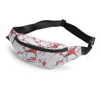 JiuPopular Waist Bag, Cherry Blossom Bumbag, Adjustable Fanny Pack for Running Walking Hiking