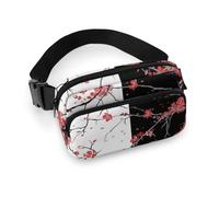 JiuPopular Waist Bag, Cherry Blossom Bumbag, Adjustable Fanny Pack for Running Walking Hiking