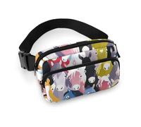 JiuPopular Waist Bag, Colourful Cartoon Horses Bumbag, Adjustable Fanny Pack for Running Walking Hiking