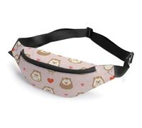 JiuPopular Waist Bag, Cute Cartoon Hedgehog Bumbag, Adjustable Fanny Pack for Running Walking Hiking