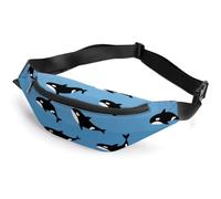 JiuPopular Waist Bag, Cute Killer Whale Bumbag, Adjustable Fanny Pack for Running Walking Hiking