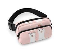 JiuPopular Waist Bag, Cute Llama Bumbag, Adjustable Fanny Pack for Running Walking Hiking