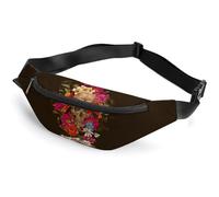 JiuPopular Waist Bag, Day of The Dead Bumbag, Adjustable Fanny Pack for Running Walking Hiking