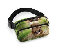 JiuPopular Waist Bag, Dog Golden Retriever Bumbag, Adjustable Fanny Pack for Running Walking Hiking