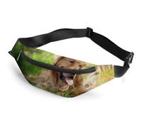 JiuPopular Waist Bag, Dog Golden Retriever Bumbag, Adjustable Fanny Pack for Running Walking Hiking