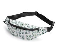 JiuPopular Waist Bag, Eucalyptus Leaves Bumbag, Adjustable Fanny Pack for Running Walking Hiking