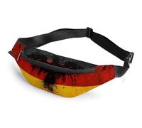 JiuPopular Waist Bag, Germany Flag Eagle Bumbag, Adjustable Fanny Pack for Running Walking Hiking
